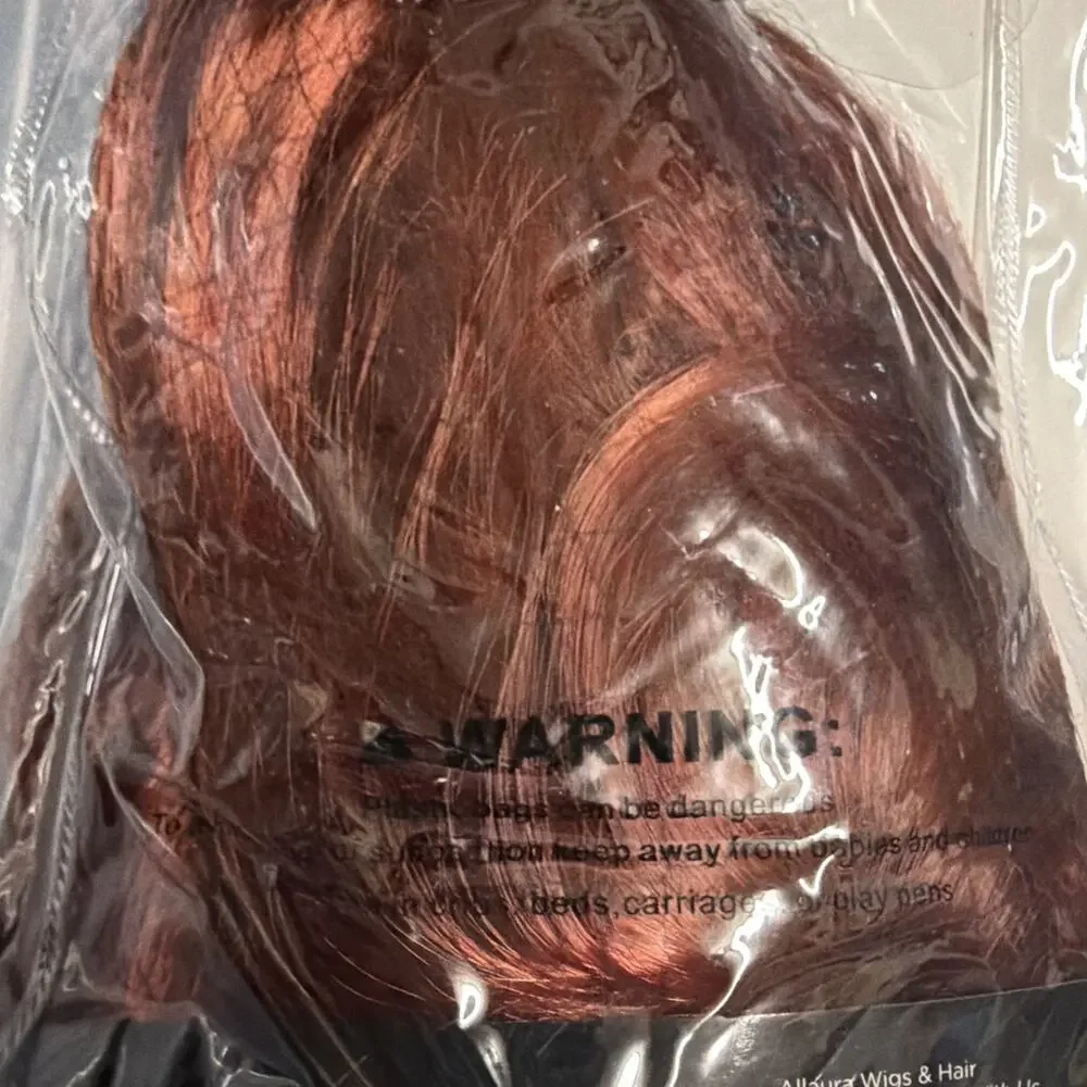 AllAura Copper Red Braided Princess Wig Synthetic Heat Resistant Adjustable